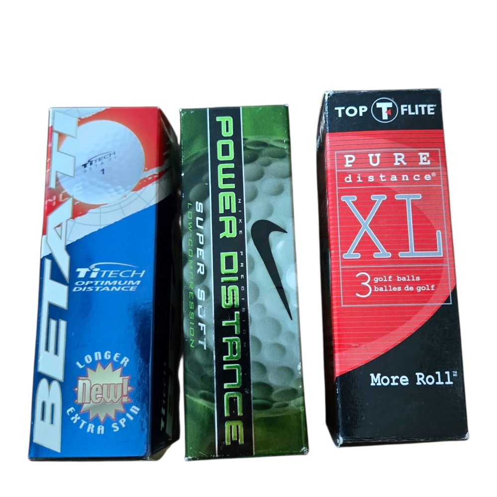 Lot Of 9 Golf Balls NIB - Nike Power Distance Top Flight Beta Ti Tech White
